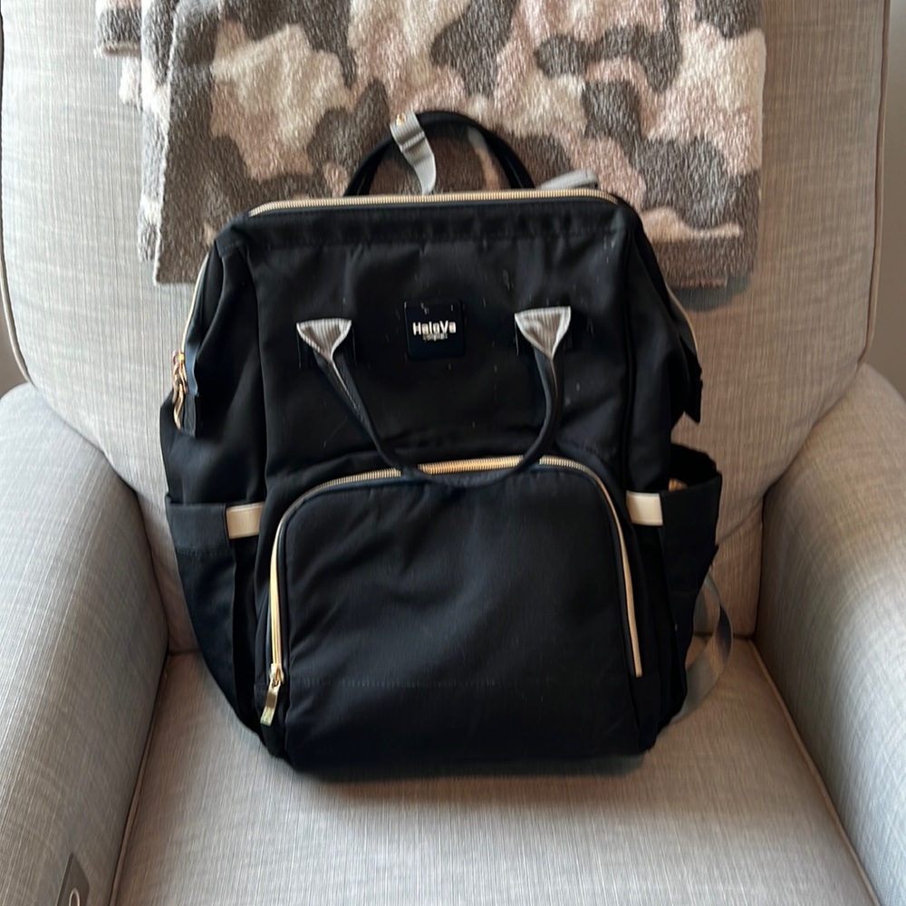 Gently used black diaper bag